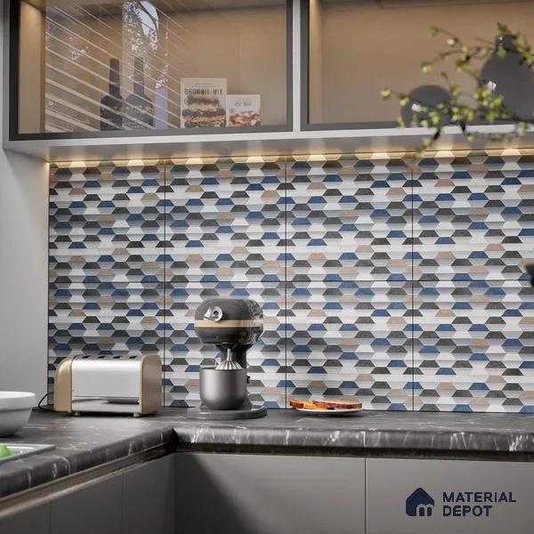 Hexagonal Wall & Floor Tile TL 07237 C Alpi 8001 GLM (Silver) 1 ft x 1 ft Ceramic Matte Finish - 9 mm | 2 mm Spacer is Mandatory | Please Expect a Slight Variation of Pattern